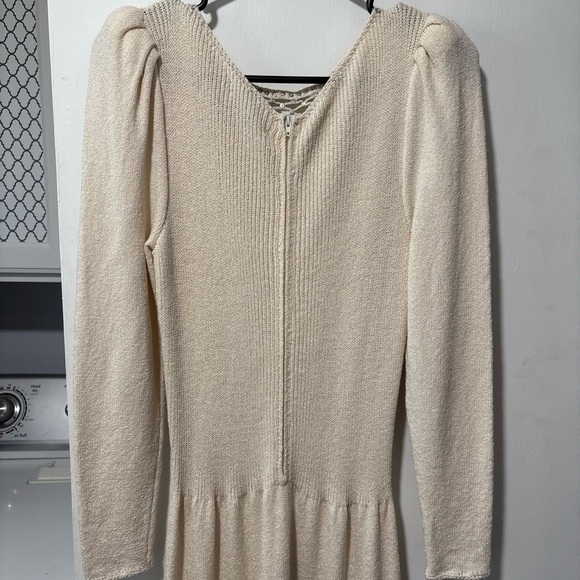 Vintage Pat Sandler for Wellmore Cream Rhinestone Knit Sweater Dress Stretch S M - Picture 5 of 9